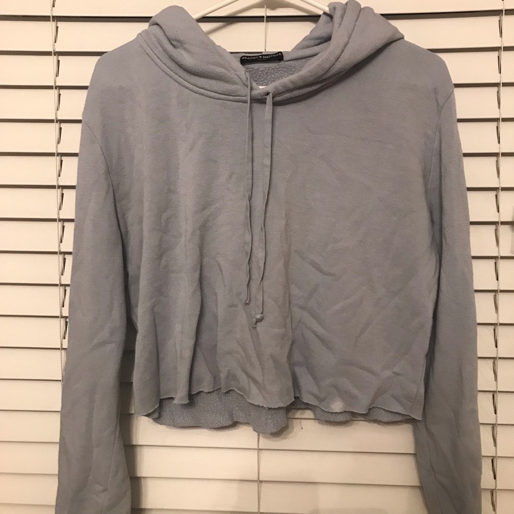 Light blue cropped Brandy Melville hoodie